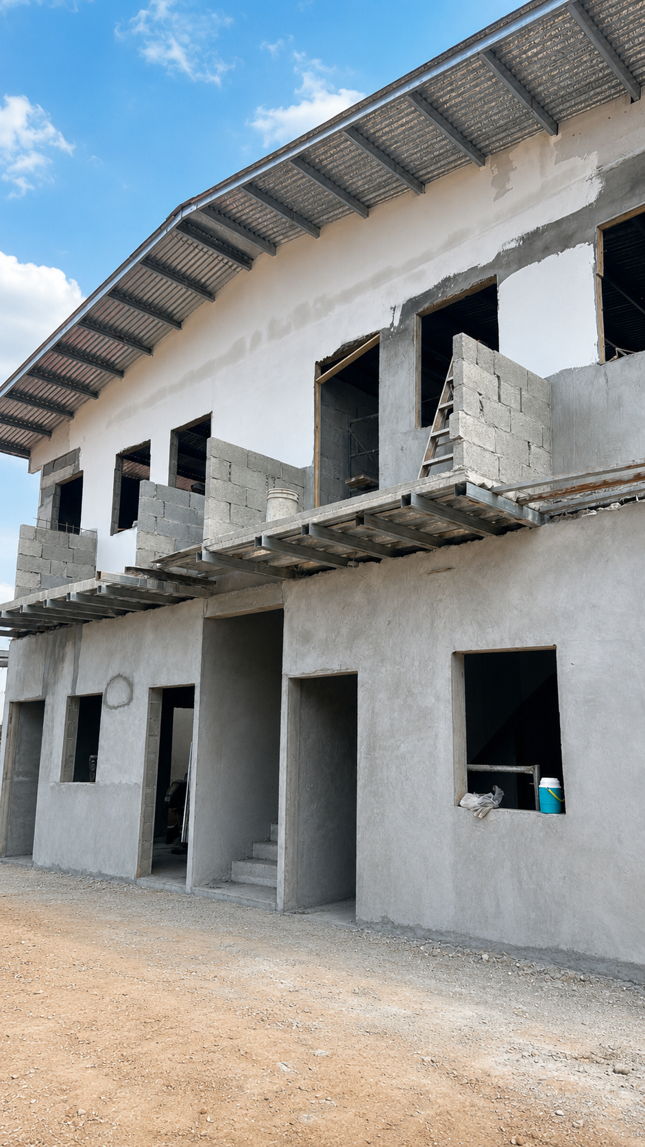 Obra 1: estructura de dos niveles en construcción